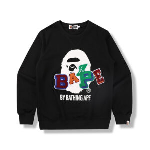 BAPE Patch Ape Print Round Neck Pullover Sweater