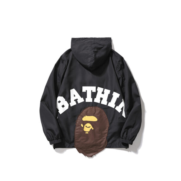 A Bathing Ape Letter Print Hooded Zip Windbreaker Jacket