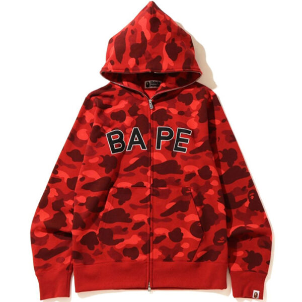 BAPE Color Camo Logo Full Zip Hoodie – Red