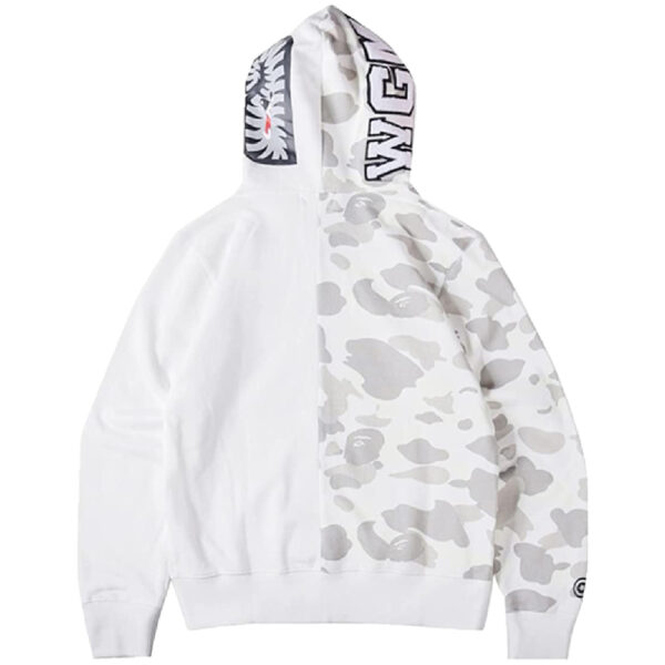 BAPE Shark Hoodie Camo Print Cotton Sweater – White